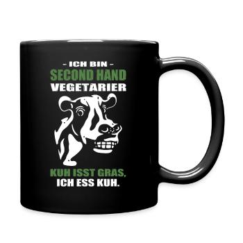 Vegetarier Kuh Isst Gras Ich Ess Kuh - Tasse einfarbig - Schwarz - Rechts