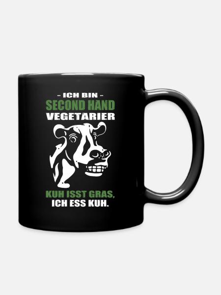 Vegetarier Kuh Isst Gras Ich Ess Kuh - Tasse einfarbig - Schwarz