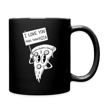 I love you more than pizza - Full Colour Mug - black - Right