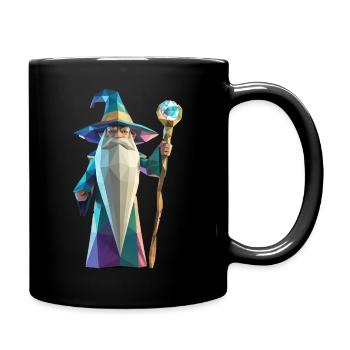 Wise Wizard - Cooles Low-Poly-Logo - Tasse einfarbig - Schwarz - Rechts