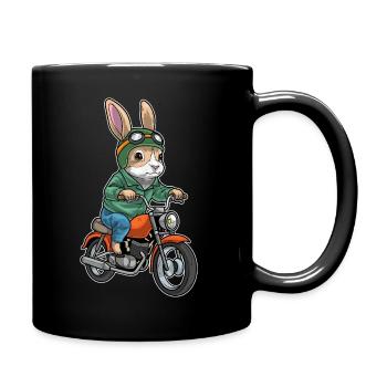 Hase Motorrad - Tasse einfarbig - Schwarz - Rechts