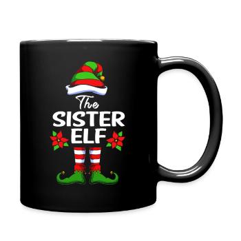 Elfe Elf Weihnachtsgeschenk Schwester - Tasse einfarbig - Schwarz - Rechts