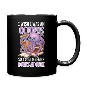 Reading Octopus in Stack of Books Book Gift - Full Colour Mug - black - Right