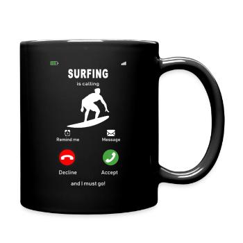 Le surf, c’est l’appel - Mug uni - noir - Droite