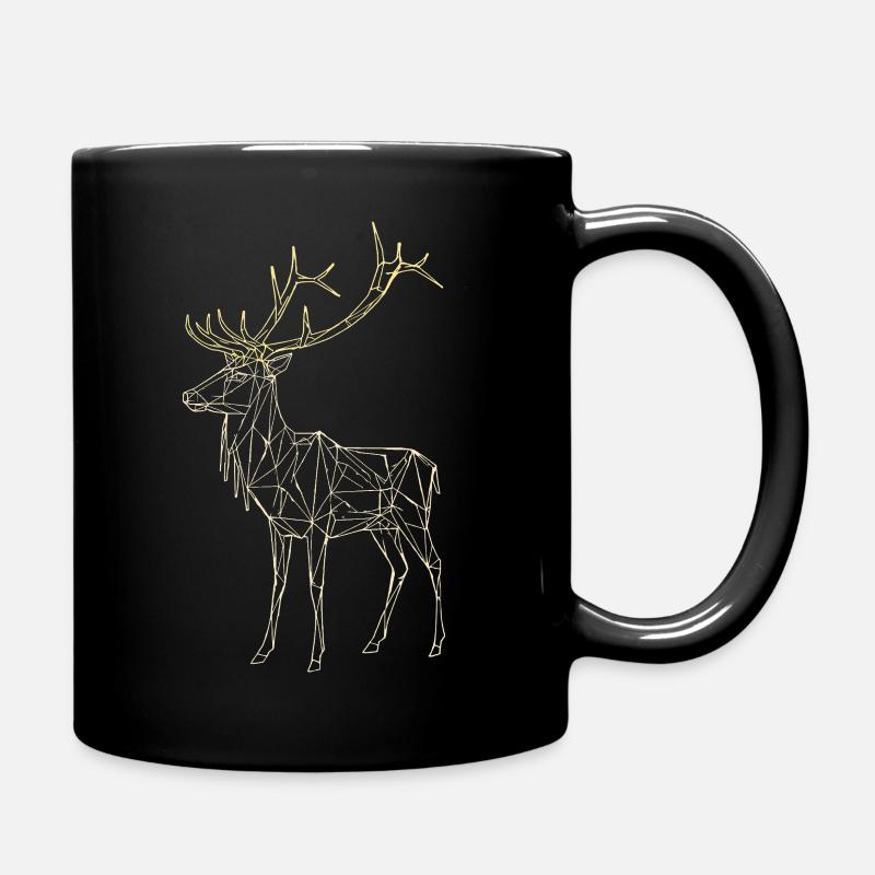 Polygon Hirsch - Geometrischer Winter - Tasse einfarbig - Schwarz