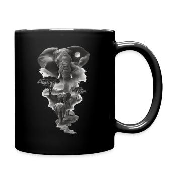 Lunar Elephants Silhouette - Full Colour Mug - black - Right