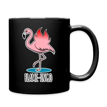 Flame-Ingo - ein flammender Flamingo - Tasse einfarbig - Schwarz - Rechts