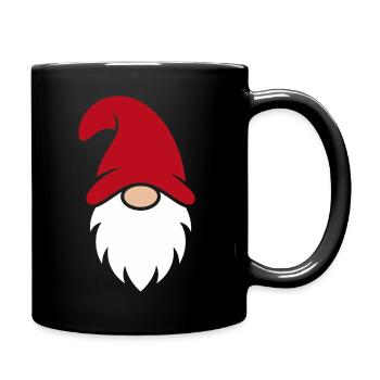 Gnome with Red Hat Silhouette - Full Colour Mug - black - Right