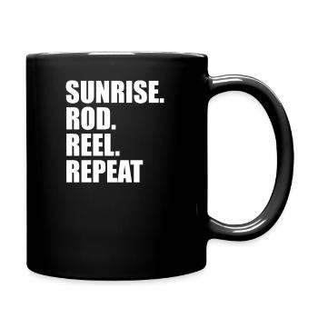 Sunrise Rod Reel Repeat - Full Colour Mug - black - Right