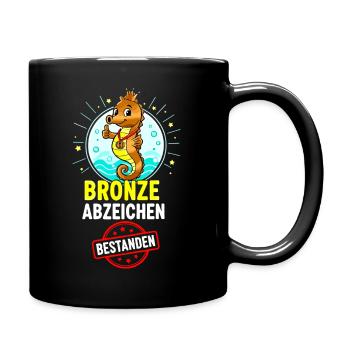 Bronze Seepferdchen Abzeichen  - Tasse einfarbig - Schwarz - Rechts