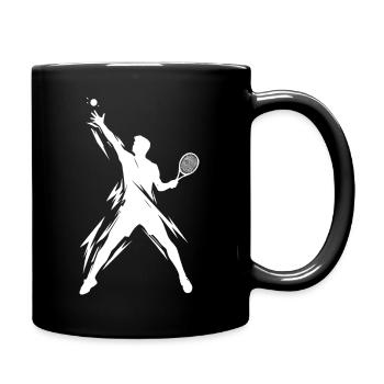 Tennisspieler Kunstwerk - Tasse einfarbig - Schwarz - Rechts
