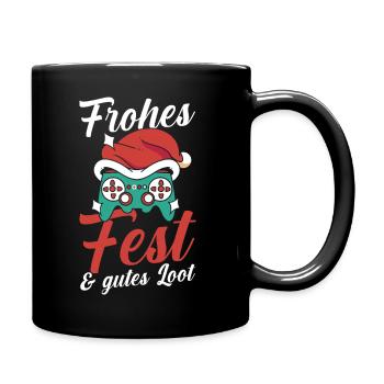 Weihnachtsmann Gamer Zocker  Weihnachtszeit Weihna - Tasse einfarbig - Schwarz - Rechts