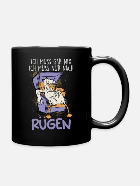 Ostsee MUSS GAR NICHTS MUSS NUR NACH RÜGEN Lustig - Tasse einfarbig - Schwarz