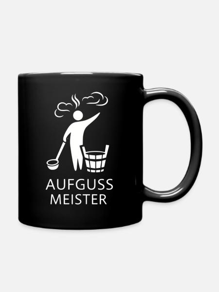 Sauna Aufguss Meister Fächer Piktogramm Minimalist - Tasse einfarbig - Schwarz