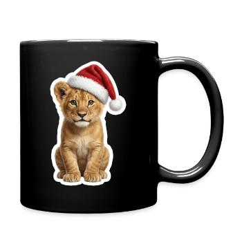 Wilder kleiner Löwe feiert Weihnachten - Tasse einfarbig - Schwarz - Rechts