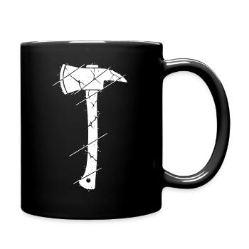 Feuerwehr Axt Beil Grunge Rissig Vektor - Tasse einfarbig - Schwarz - Rechts