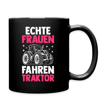 Trecker Landwirt Bauer Traktorfahrer Traktor - Tasse einfarbig - Schwarz - Rechts