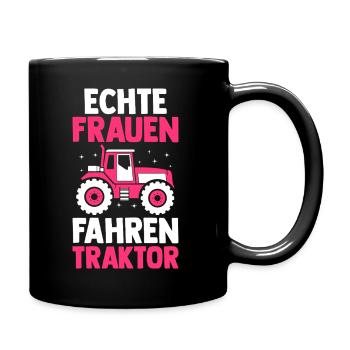 Trecker Landwirt Bauer Traktorfahrer Traktor - Tasse einfarbig - Schwarz - Rechts