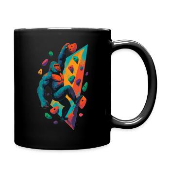 Bouldern Kletterkraft Gorilla Silberrücken Geschen - Tasse einfarbig - Schwarz - Rechts