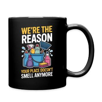 Reinigungskraft Spruch Lustiges Putzfrau Geschenk  - Tasse einfarbig - Schwarz - Rechts