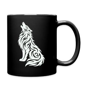 Wolf Tribal - Tasse einfarbig - Schwarz - Rechts