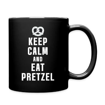 Keep Calm and Eat Pretzel - Funny Brezel - Full Colour Mug - black - Right