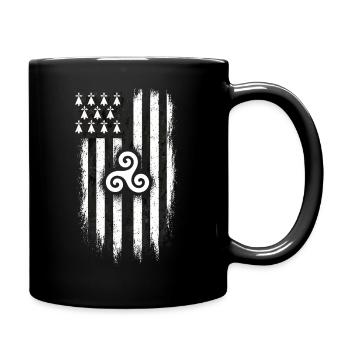 Bretagne Drapeau Breton Gwenn ha Du Grunge - Mug uni - noir - Droite