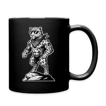 Wandern Wanderer Bergsteiger Berg Leopard Tiger  - Tasse einfarbig - Schwarz - Rechts