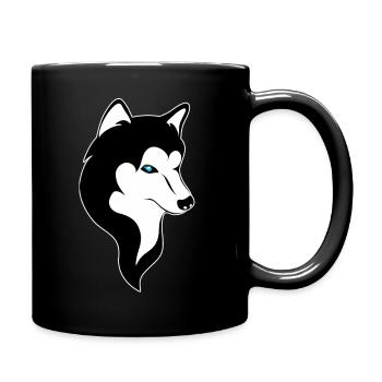 Husky Silhouette Blaue Augen  - Tasse einfarbig - Schwarz - Rechts