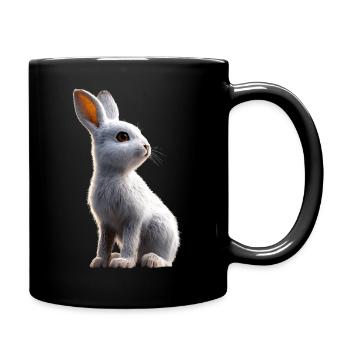Schneehase Polarhase Albino Kaninchen Weißer Hase - Tasse einfarbig - Schwarz - Rechts