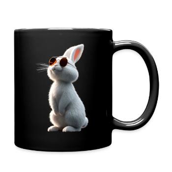 Schneehase Polarhase Albino Kaninchen Weißer Hase - Tasse einfarbig - Schwarz - Rechts