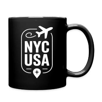 New York City USA Travel - Full Colour Mug - black - Right