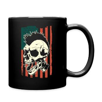 Punk Schädel auf US-Flagge - Tasse einfarbig - Schwarz - Rechts
