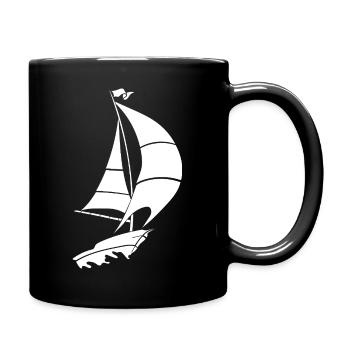 Silhouette minimaliste de voilier sur le lac - Mug uni - noir - Droite