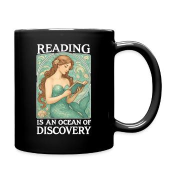 Lesende Meerjungfrau im Ozean der Bücher - Tasse einfarbig - Schwarz - Rechts