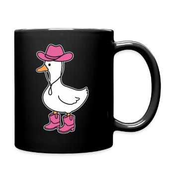 Pink boots duck in cowboy look - Full Colour Mug - black - Right