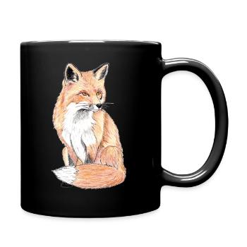 Kleiner Waldfuchs - ein sanfter Begleiter - Tasse einfarbig - Schwarz - Rechts