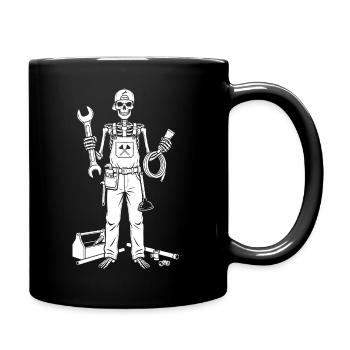 Skelettmechanik mit Werkzeugen - Tasse einfarbig - Schwarz - Rechts