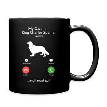 Cavalier King Charles Spaniel ruft Design - Tasse einfarbig - Schwarz - Rechts