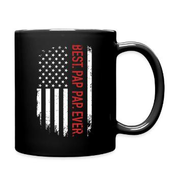 Grunge-USA-Flagge mit roter Schrift - Tasse einfarbig - Schwarz - Rechts