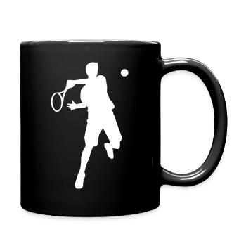 Tennis Player Backhand Silhouette Minimalist - Full Colour Mug - black - Right