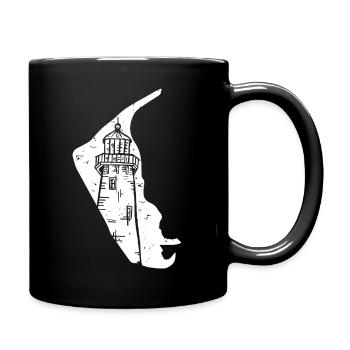 Amrum Nordsee Leuchtturm Silhouette Grunge - Tasse einfarbig - Schwarz - Rechts