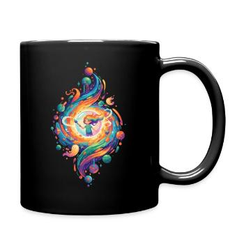 Regenbogen Mädchen Pinsel Farbwirbel Malerei Kunst - Tasse einfarbig - Schwarz - Rechts