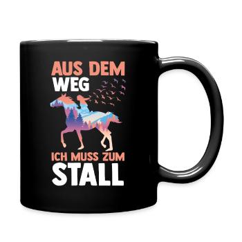Reiten Pferdeliebhaber Reiterhof Pferde - Tasse einfarbig - Schwarz - Rechts