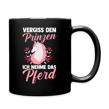 Reiten Pferdeliebhaber Reiterhof Pferde - Tasse einfarbig - Schwarz - Rechts