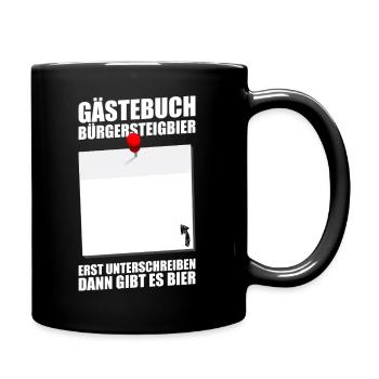 Gästebuch Bürgersteigbier Ortskontrollfahrt OKF - Tasse einfarbig - Schwarz - Rechts