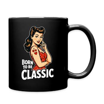 Born to Be Classic – Pin-Up Woman in Retro Style - Full Colour Mug - black - Right