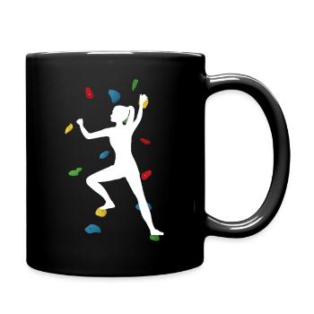 Kletterwandfrau weiß – Klettergeist - Tasse einfarbig - Schwarz - Rechts