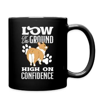 Short Legs, Tall Setting, Corgi - Full Colour Mug - black - Right