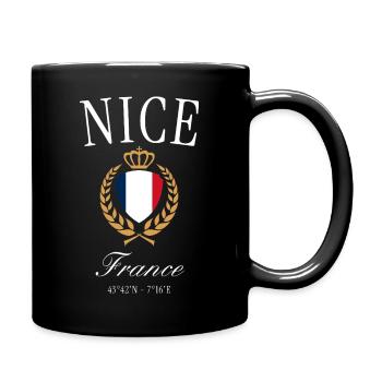 Nizza Frankreich Wappen Krone – Reise Souvenir - Tasse einfarbig - Schwarz - Rechts